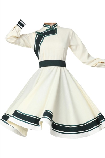 Design women's Mongolian dance performance costumes custom-made new Mongolian dance practice skirt art test swing skirt Mongolian robe Mongolian dance costumes for women SKDO014 detail view-6
